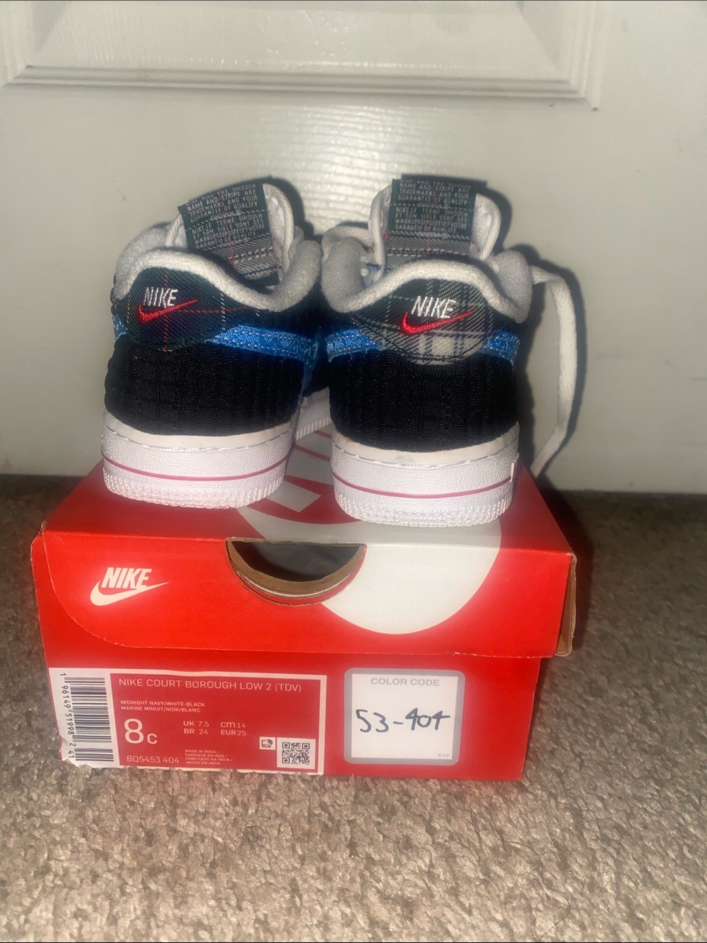 Nike Kids Court Borough Low 2 Sneakers - Black/Blue/White